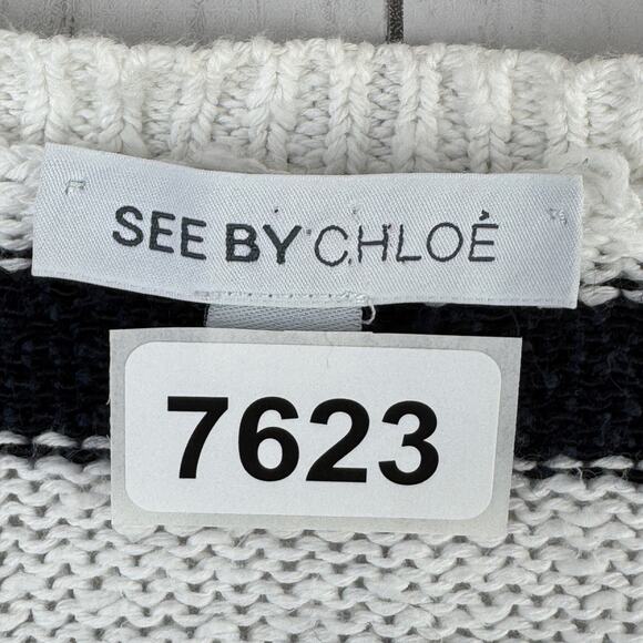 See By Chloé Black/White Striped Chunky Knit Nautical Sweater Size Small - Picture 15 of 15